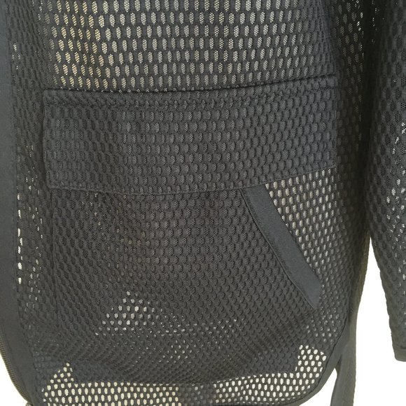 Zara Black Long Mesh Sport Hooded Jacket High Low - Picture 5 of 11